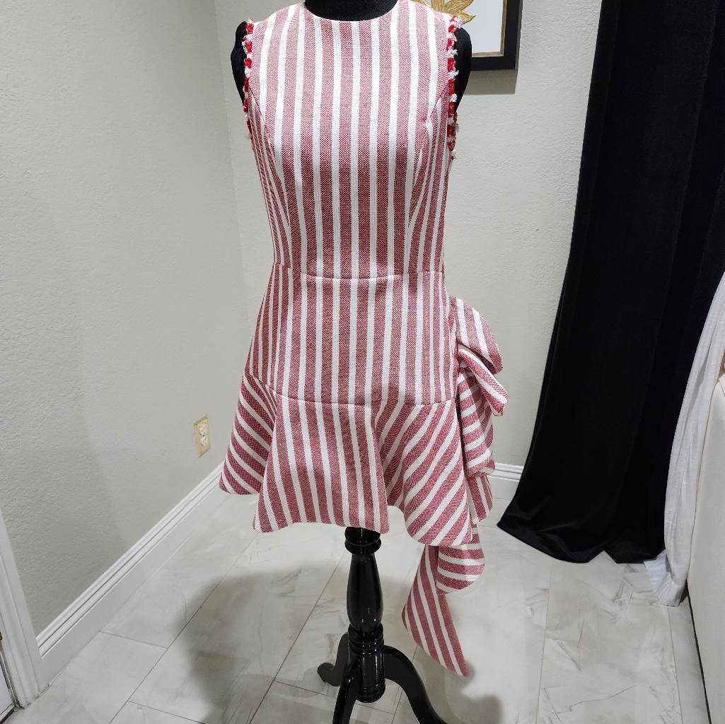 Alexis Red And White Striped Mini Dress